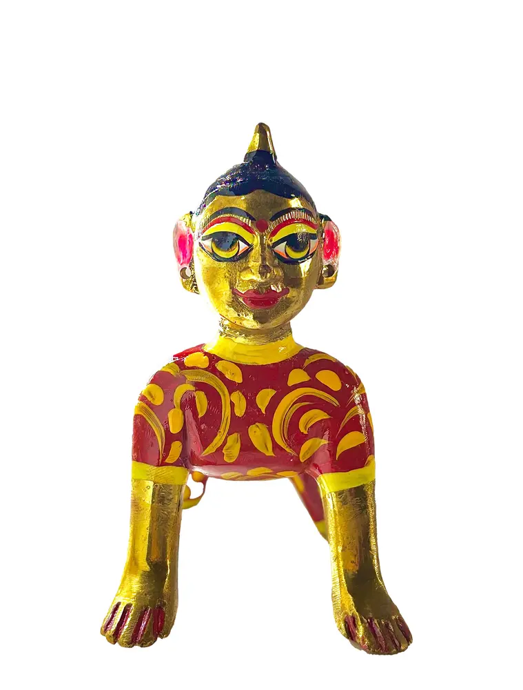 Radharani Painted Brass Sitting Deity