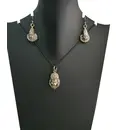 Lord Nrsimhadeva Set - Pair of Earrings & Matching Pendant with Black Thread