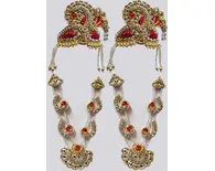 Crown and Necklace Set -- with Red Thread Work & diamond / gold look (pair)