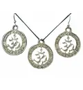 Om Set - Pair of Earrings & Matching Pendant with Black Thread