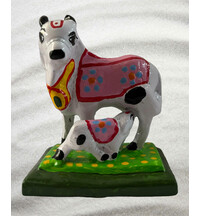 Painted Brass Cow with Calf