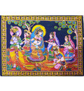 Wall Hanging -- Radha Krishna Playing Holi With Gopis (30\"x40\")