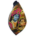 Radha Krishna With Pearls Digitally Printed Bead Bag with Embroidery