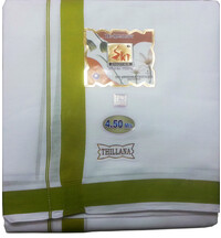 Dhoti White Cotton SKT -- Best Quality with Color Borders