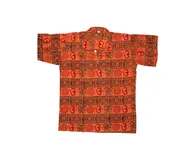 Kurta -- Om Print with Collar, Short Sleeves