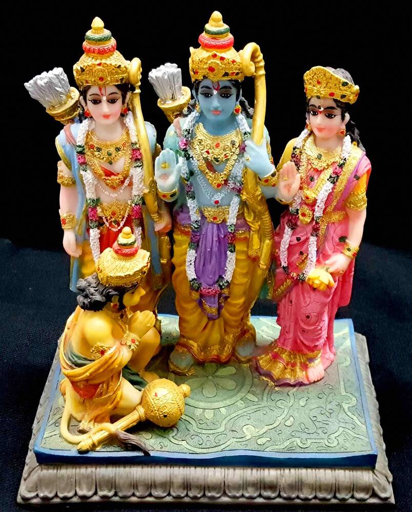 Sita, Rama, Laksman and Hanuman  Polyresin Figure (6.5\" high)