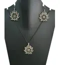 Sudarshan Chakra Set - Pair of Earrings & Matching Pendant with Black Thread