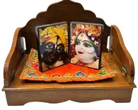 Portable Folding Temple Stand -- Wooden Handcrafted in Vrindavan