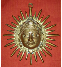 Brass Surya Sun God Deity (8")