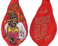 Krishna Playing Flute With Cow Behind Japa Bead Bag