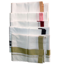 Dhoti White Cotton Thin -- Color Borders