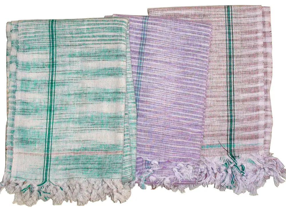 Gamcha, Khadi, large size (195x85cm) -- Traditional Indian Bathing Towel