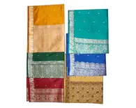 Sari, Natural Silk -- Plain colors with beautiful borders