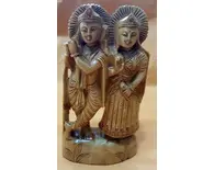 Radha Krishna Wooden Hand Carved (5" high)