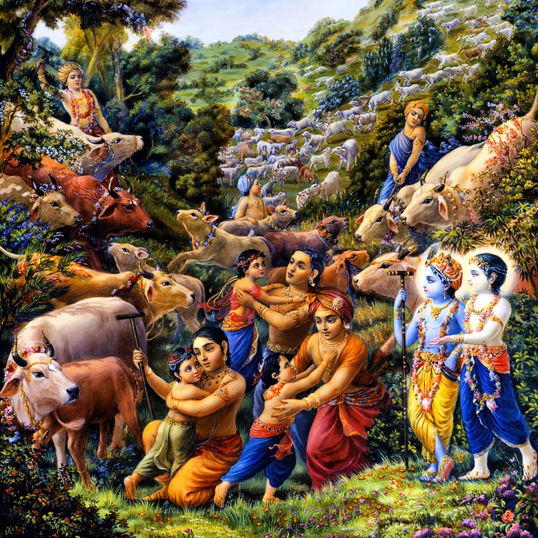 The Cowherd Men and Boys at the Foot of Govardhana Hill